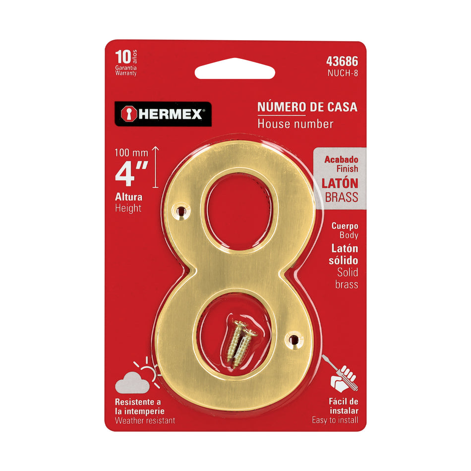 Número 8 de latón sólido 4', HERMEX