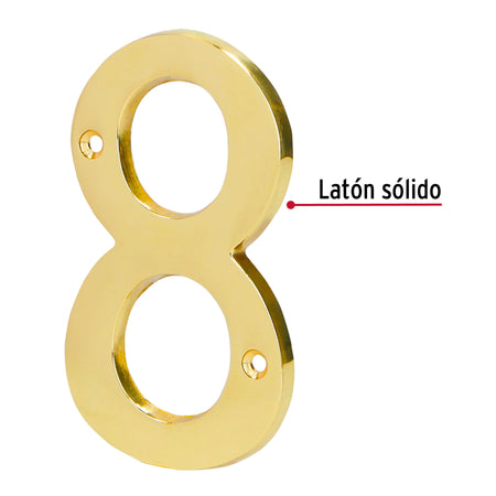 Número 8 de latón sólido 4', HERMEX