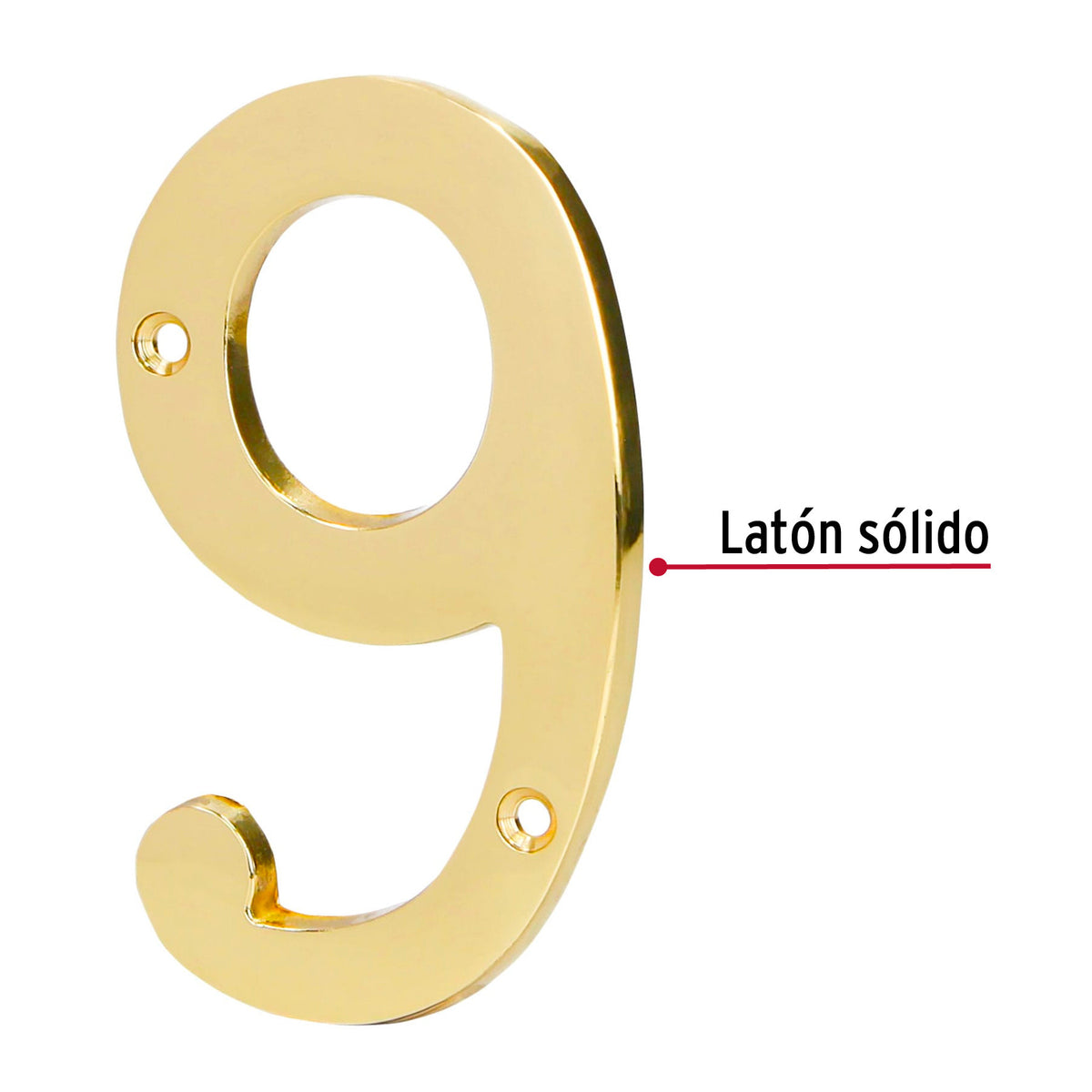 Número 9 de latón sólido 4', HERMEX