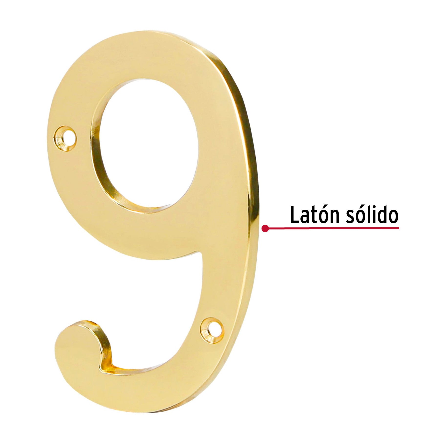 Número 9 de latón sólido 4', HERMEX