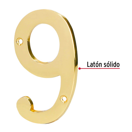 Número 9 de latón sólido 4', HERMEX