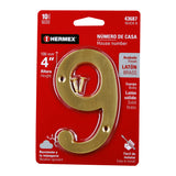 Número 9 de latón sólido 4', HERMEX