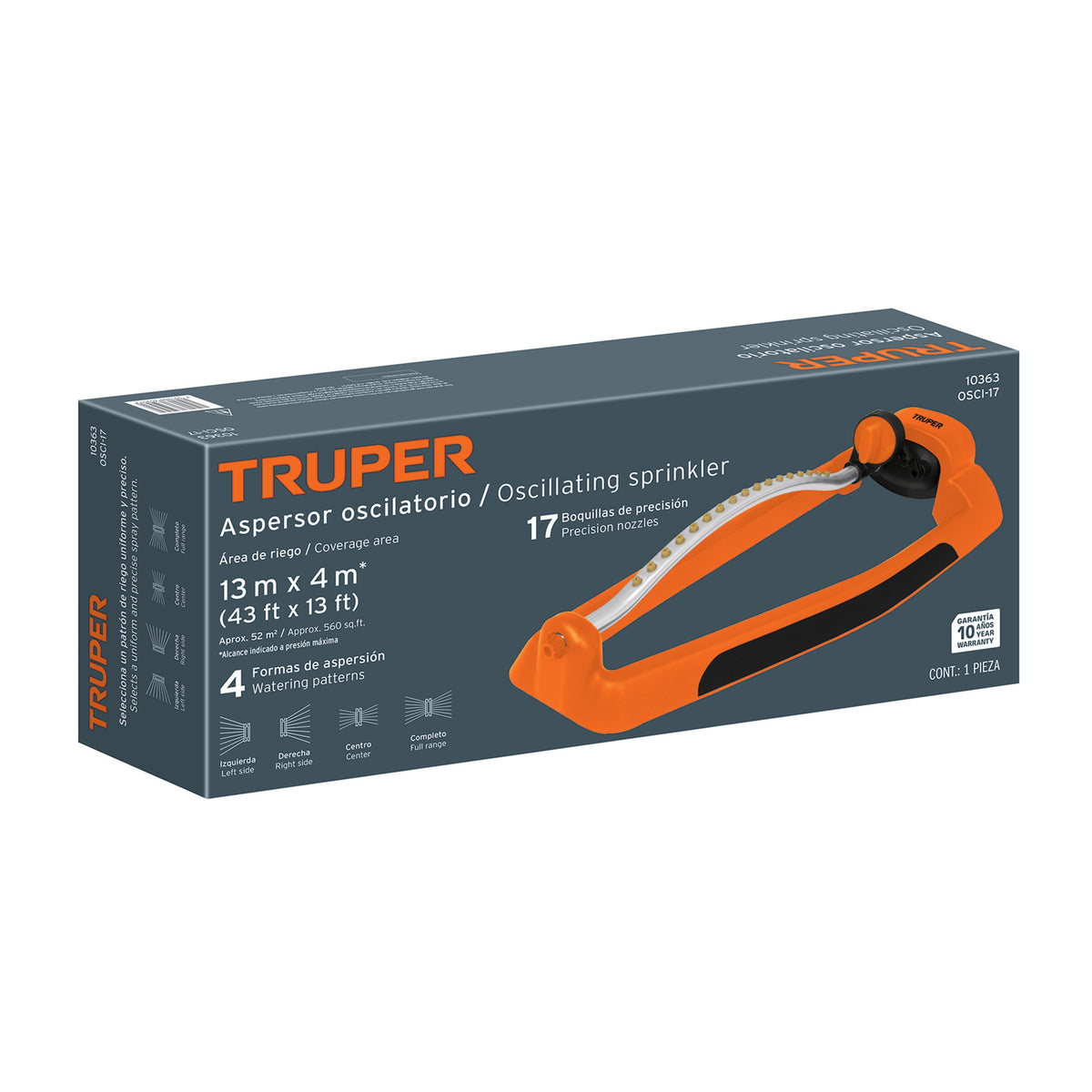 Aspersor oscilatorio, metal-plástico, TRUPER