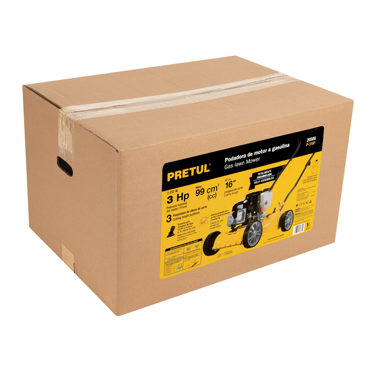 Podadora con motor a gasolina de 3 HP 16" de corte Pretul