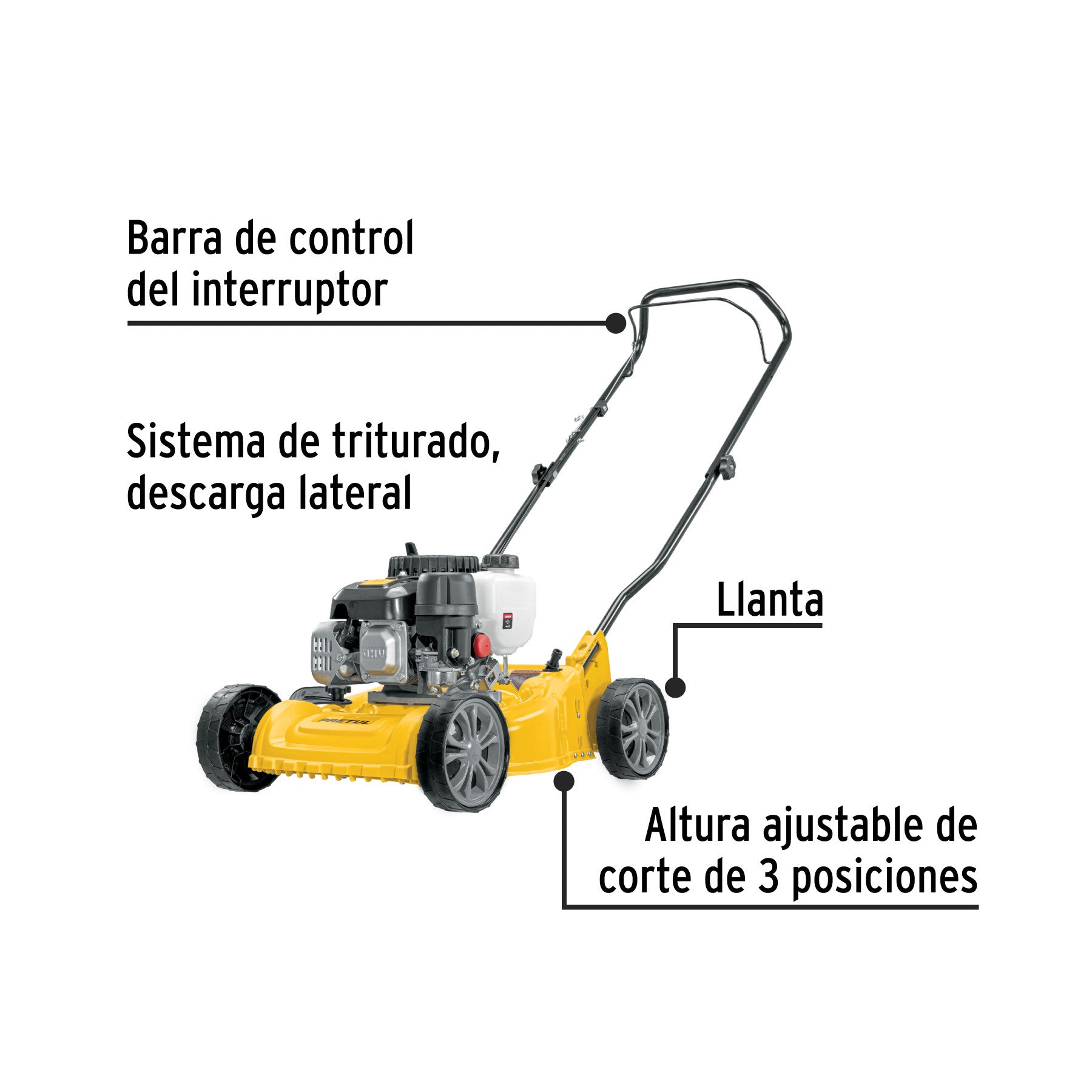 Podadora con motor a gasolina de 3 HP 16" de corte Pretul