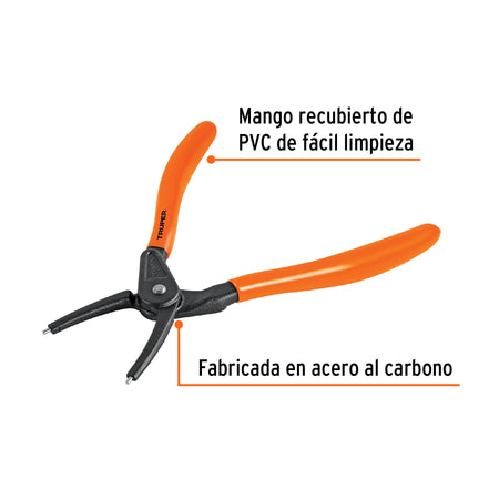 Pinza punta recta 7' para cerrar anillos, mango de PVC