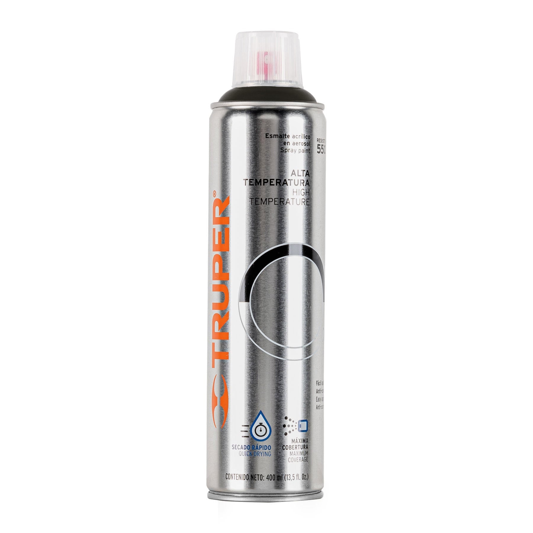 Pintura en aerosol alta temp. bote esbelto negro 400 ml