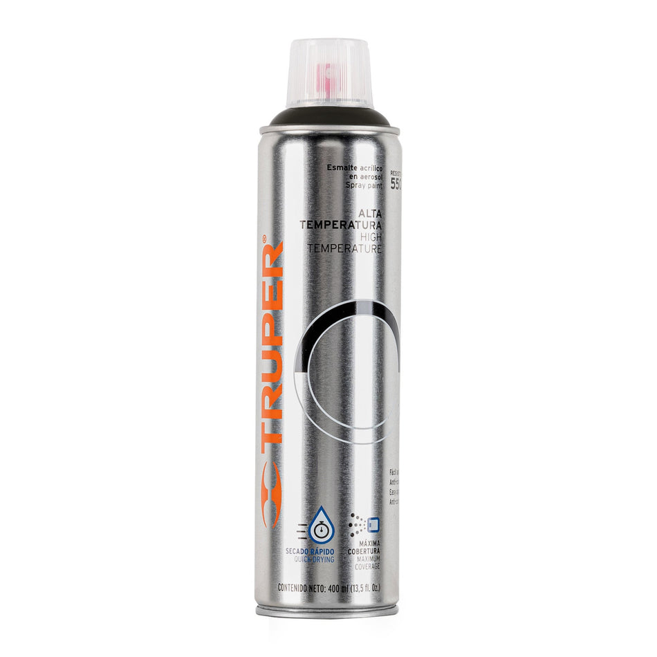 Pintura en aerosol alta temp. bote esbelto negro 400 ml