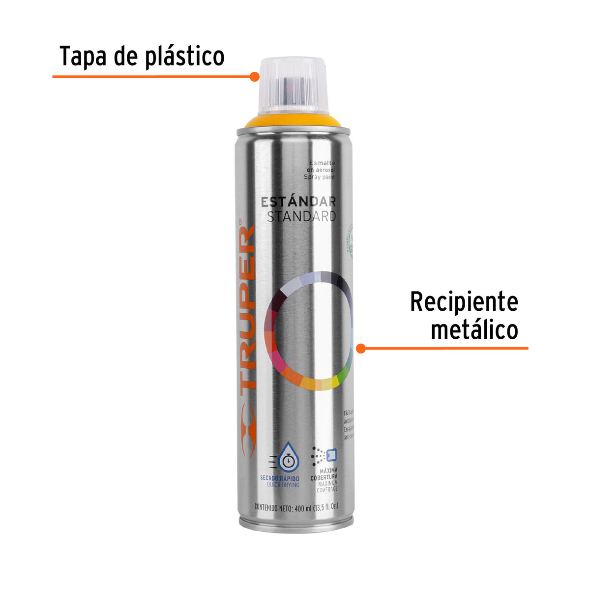 Pintura en aerosol, amarillo, bote tradicional, 400 ml 400 ml, amarillo