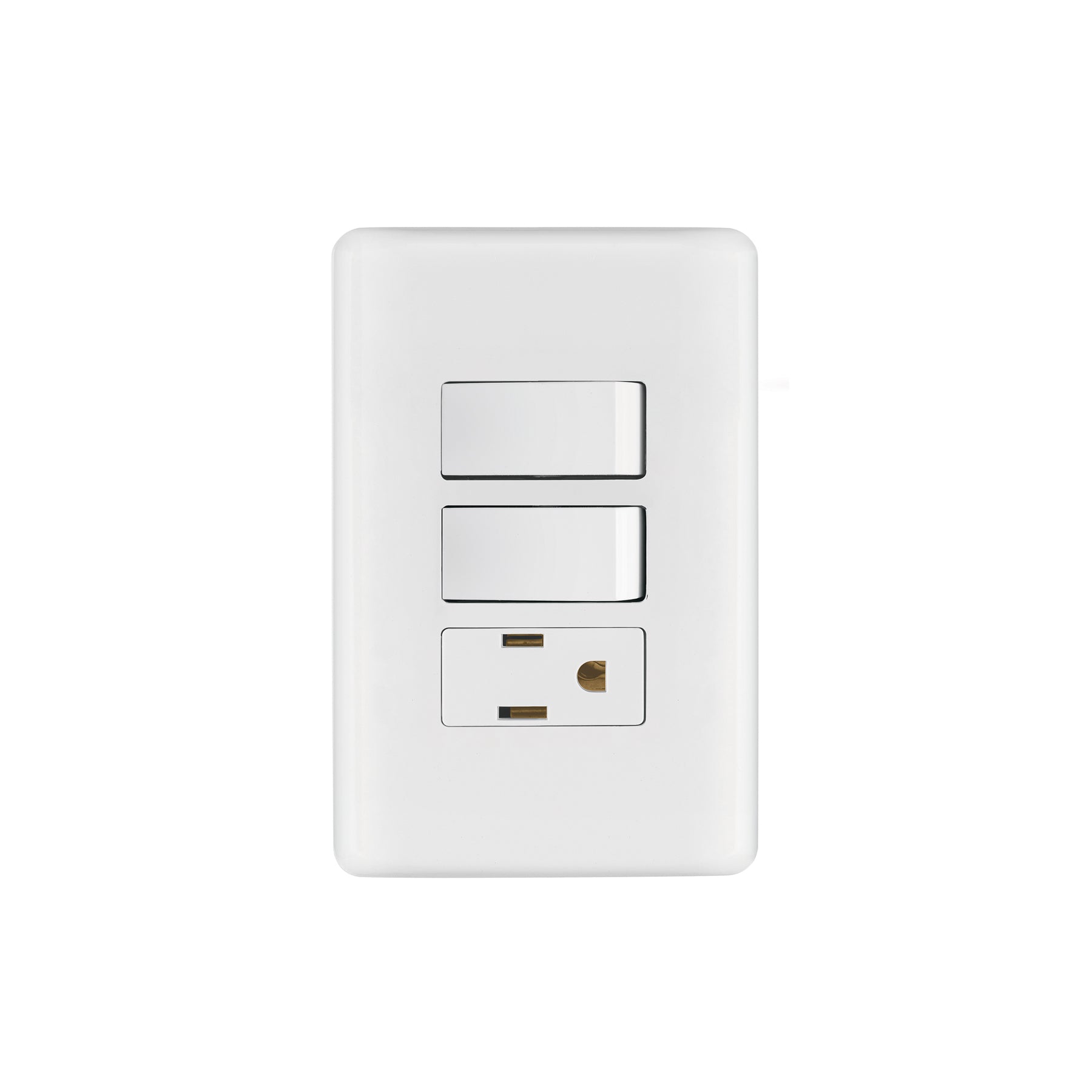 Placa armada con contacto y 2 interruptores sencillos, Basic