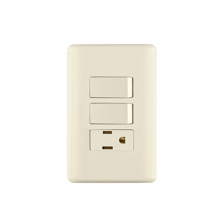 Placa armada 2 interruptores y contacto, marfil, Basic
