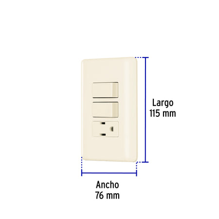 Placa armada 2 interruptores y contacto, marfil, Basic