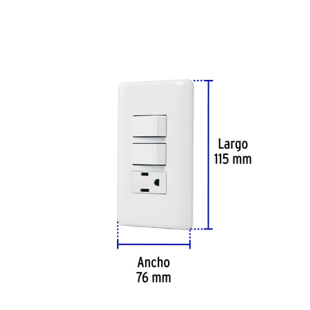 Placa armada con contacto y 2 interruptores sencillos, Basic