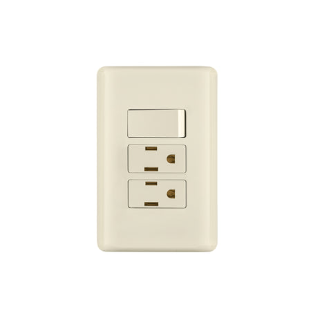 Placa armada interruptor y 2 contactos, marfil, Basic