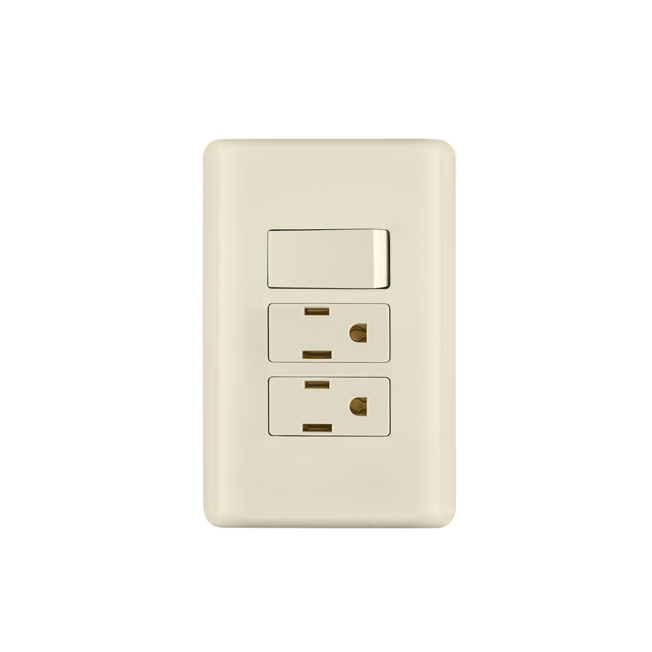 Placa armada interruptor y 2 contactos, marfil, Basic