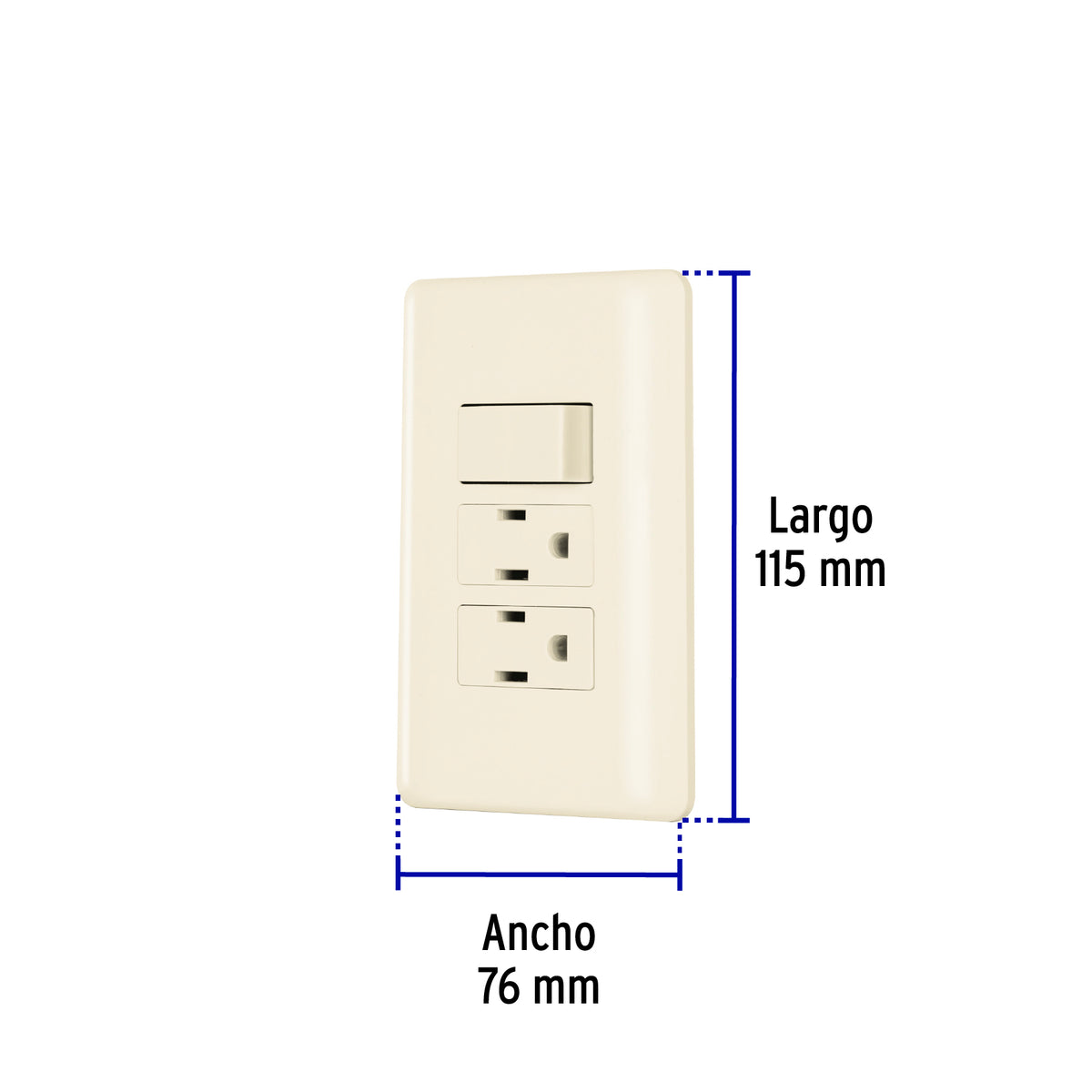Placa armada interruptor y 2 contactos, marfil, Basic