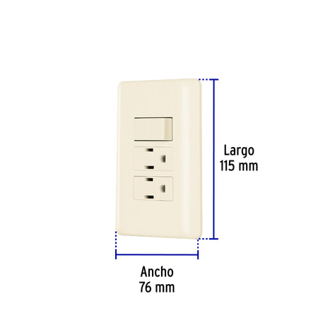 Placa armada interruptor y 2 contactos, marfil, Basic