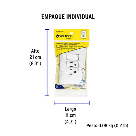 Placa armada 2 contactos e interruptor sencillo, Basic