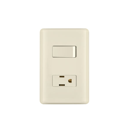 Placa armada interruptor y contacto, marfil, Volteck
