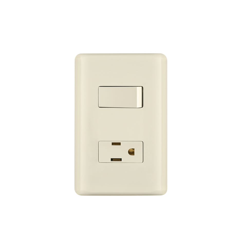 Placa armada interruptor y contacto, marfil, Volteck