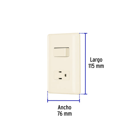 Placa armada interruptor y contacto, marfil, Volteck