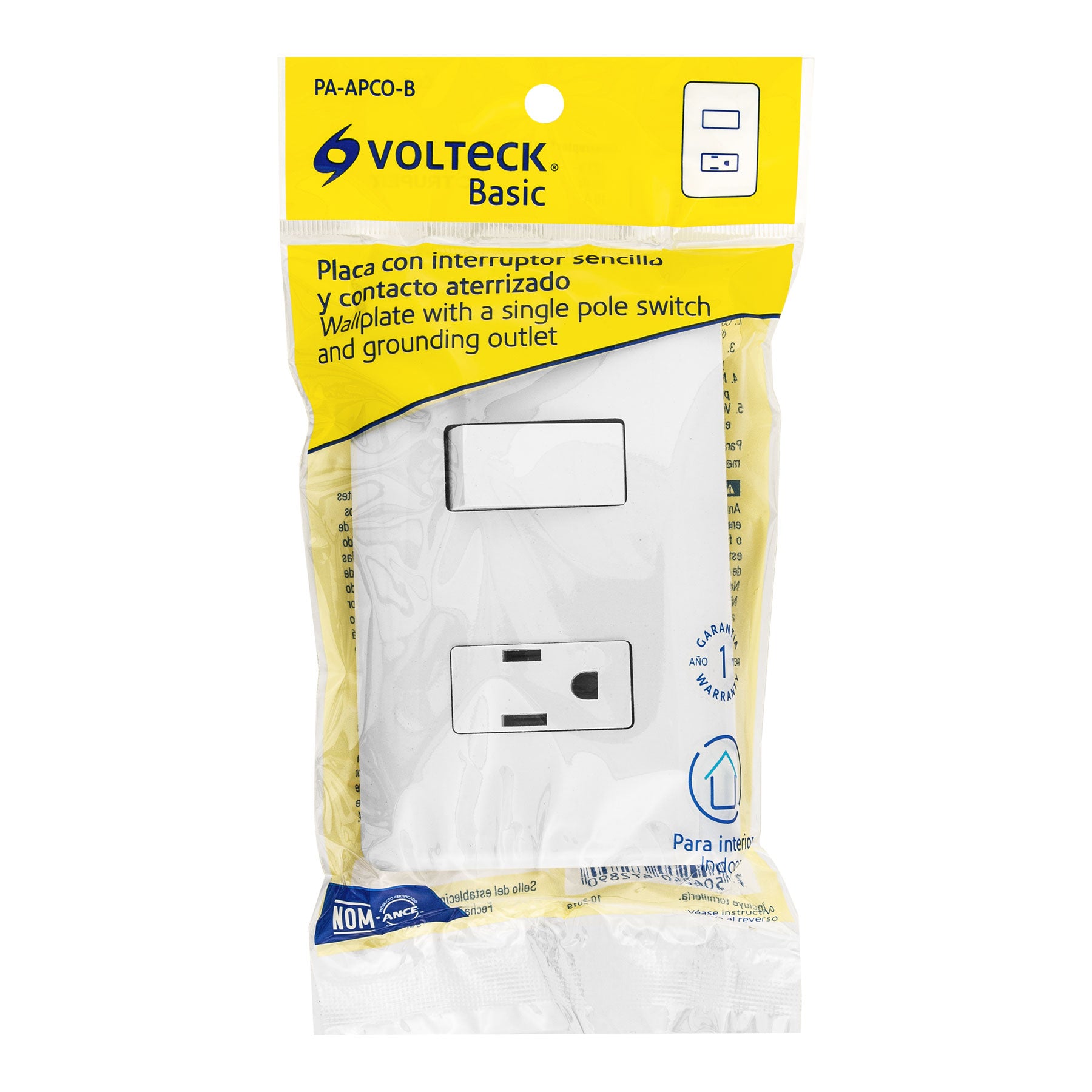 Placa armada contacto e interruptor sencillo Volteck Basic