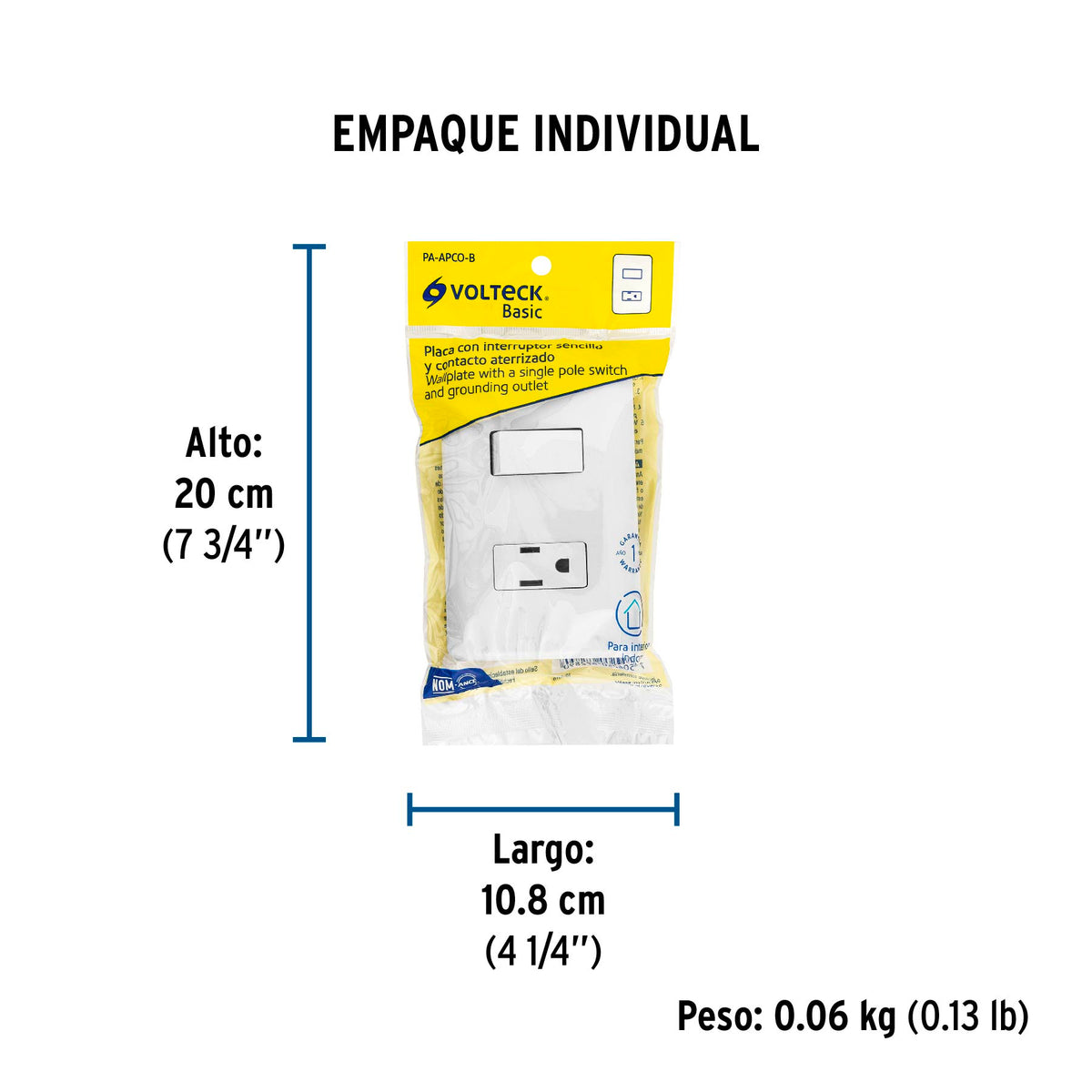 Placa armada contacto e interruptor sencillo Volteck Basic