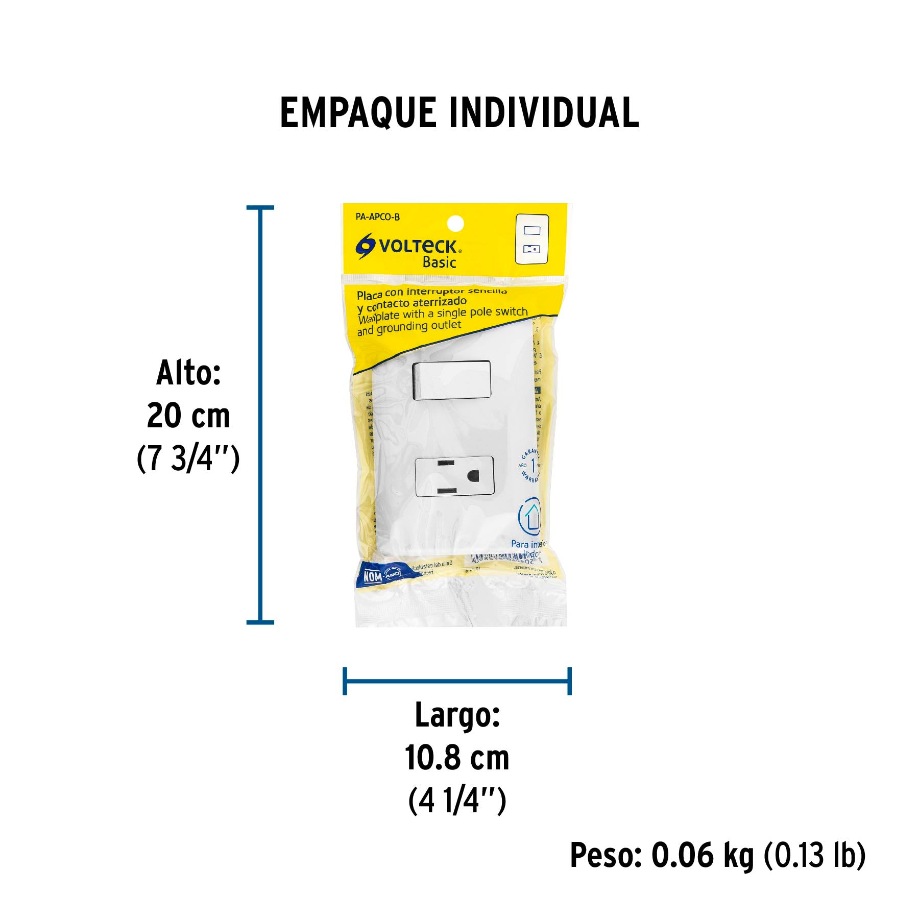 Placa armada contacto e interruptor sencillo Volteck Basic