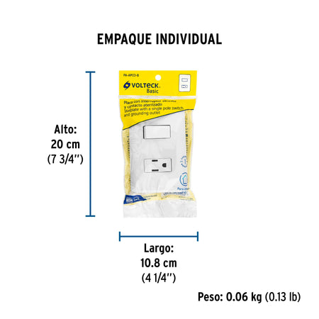 Placa armada contacto e interruptor sencillo Volteck Basic