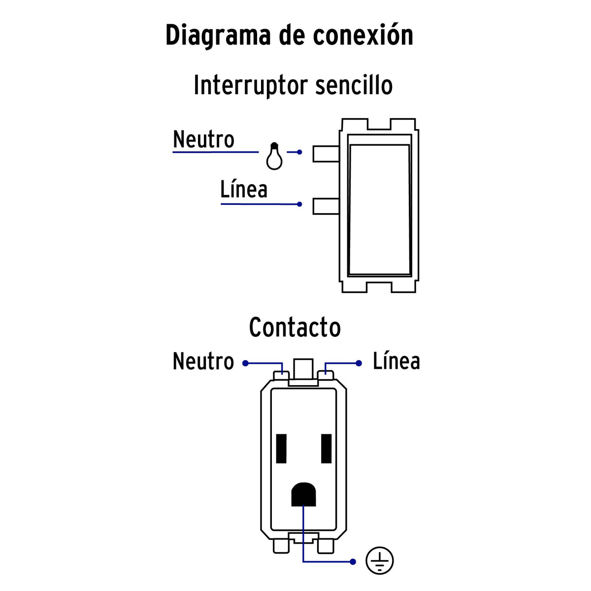 Placa armada contacto e interruptor sencillo Volteck Basic