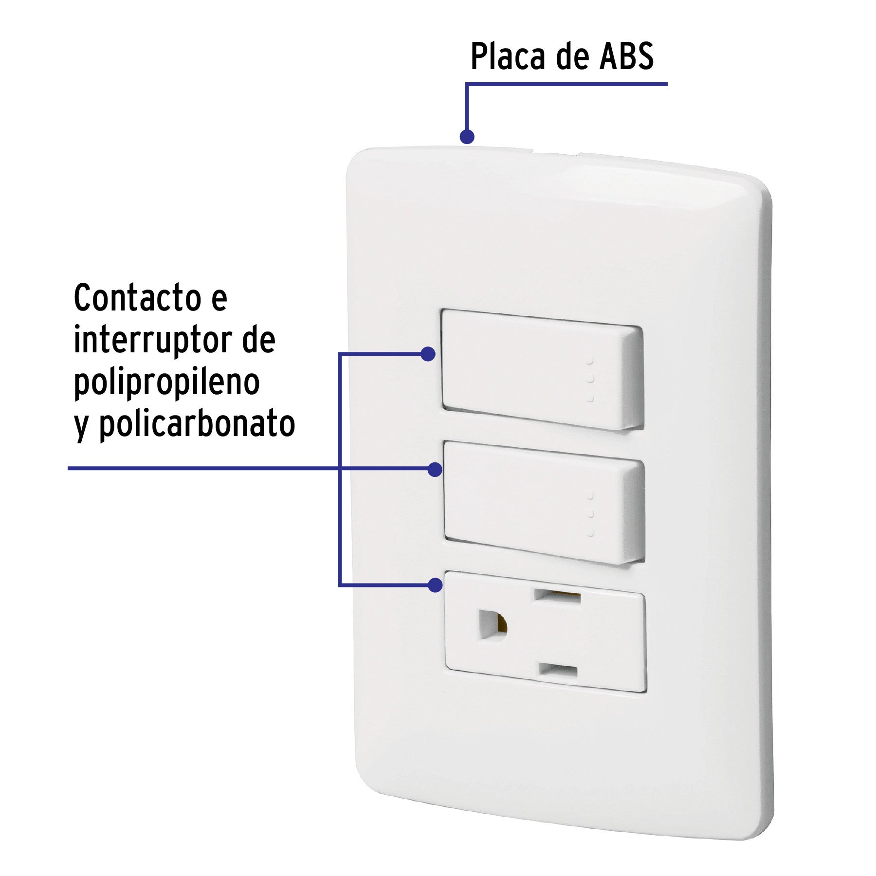 Placa armada contacto 2 interruptores,blanco, línea Italiana