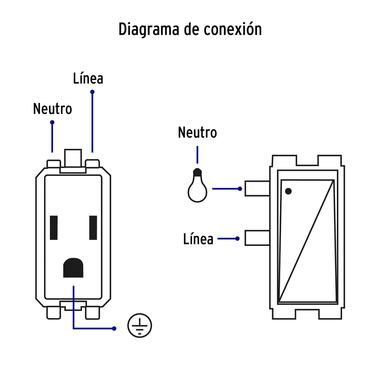 Placa armada contacto 2 interruptores, negro, Línea Italiana