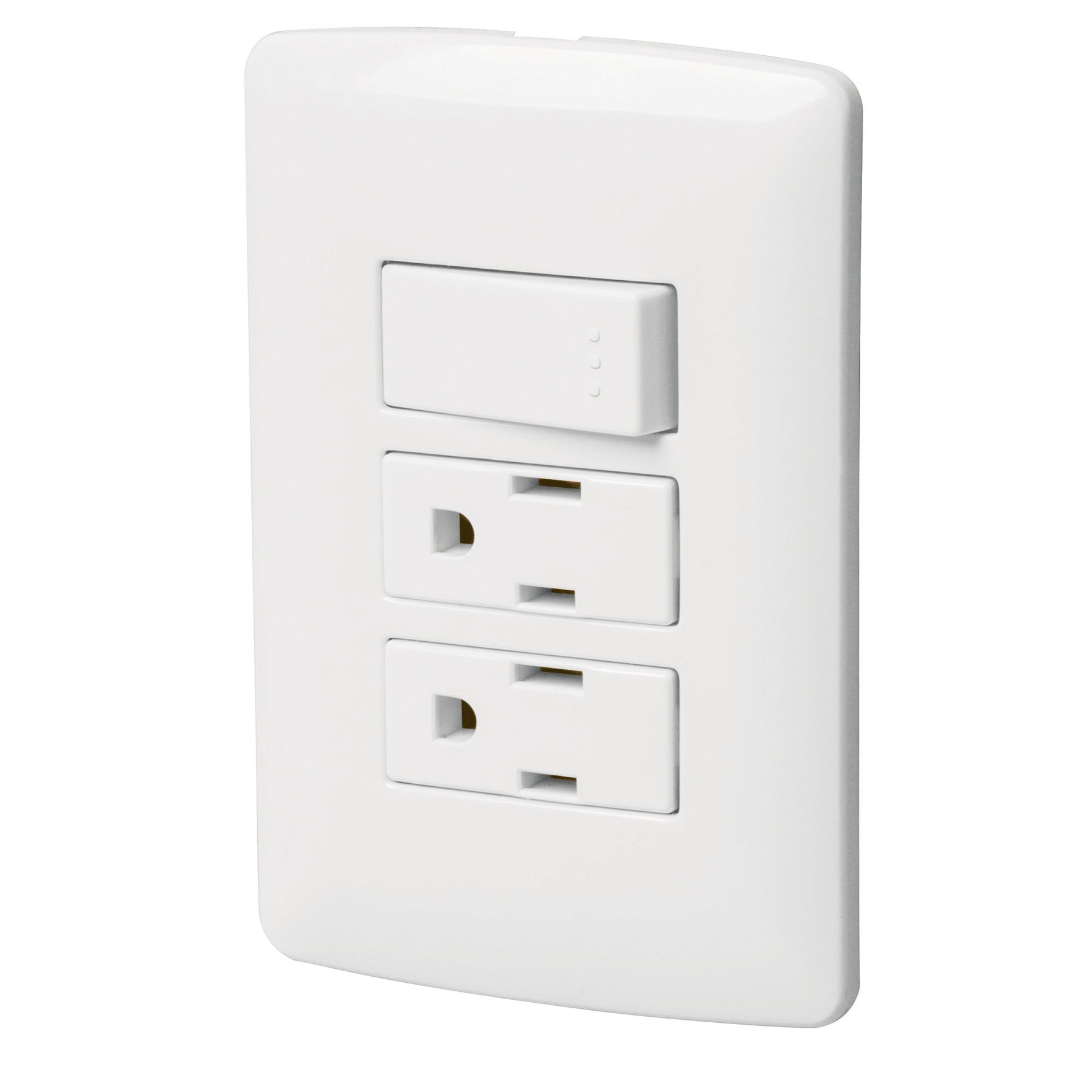 Placa armada 2 contactos e interruptorblancolinea Italiana