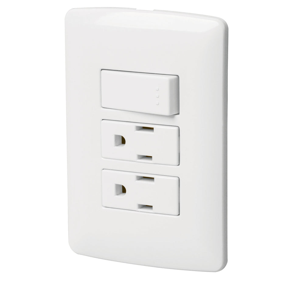 Placa armada 2 contactos e interruptorblancolinea Italiana