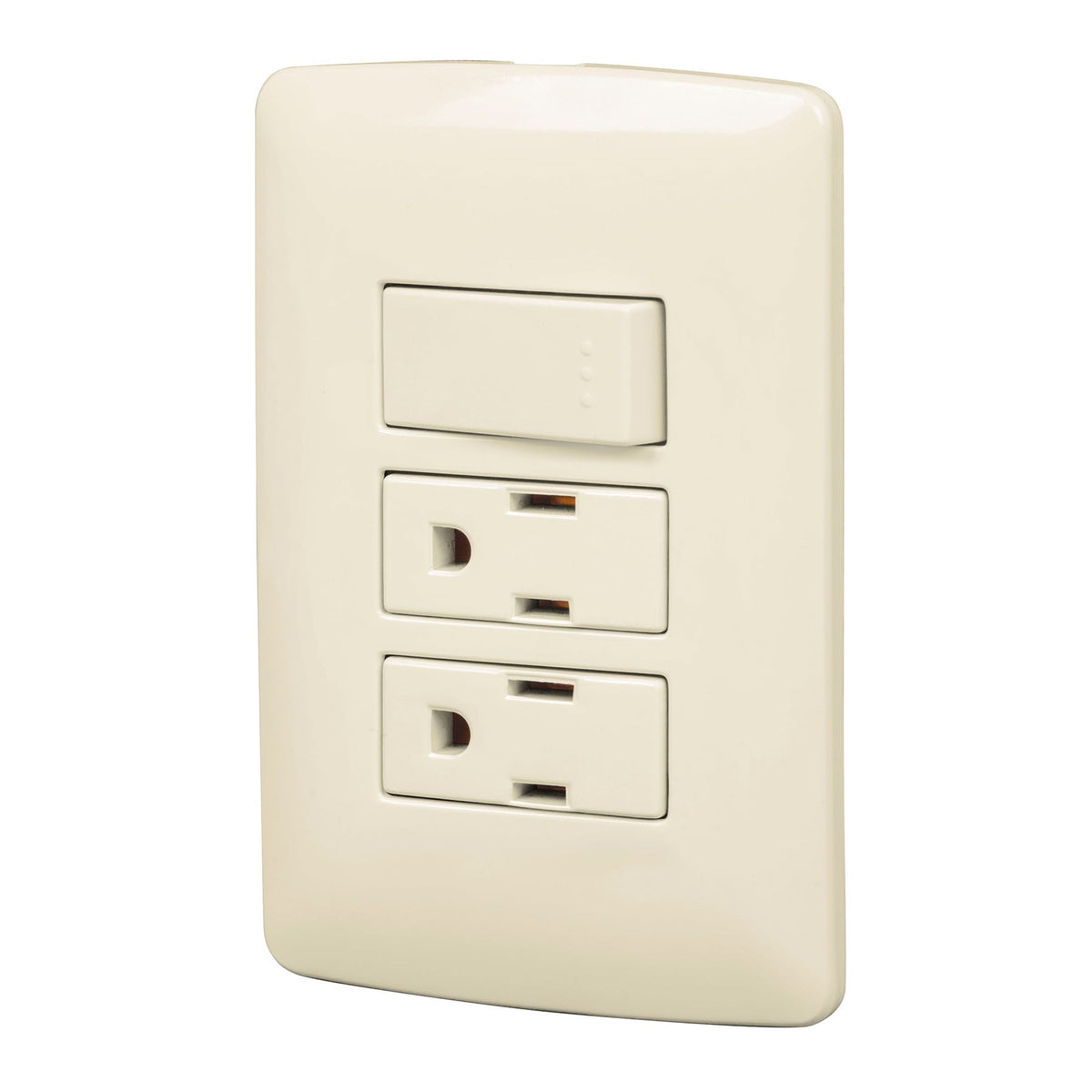 Placa armada 2 contactos e interruptor,plata, línea Italiana