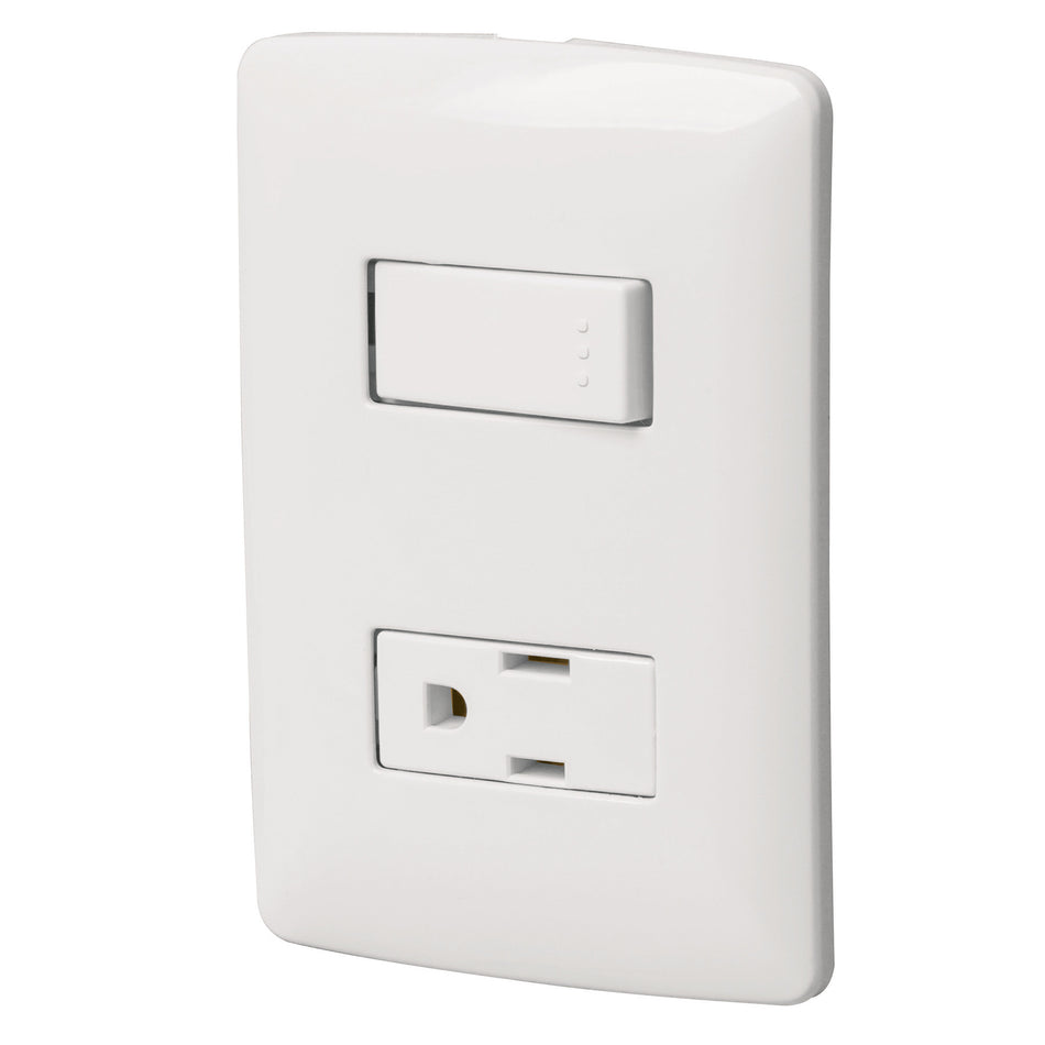 Placa armada contacto e interruptor blanco linea Italiana