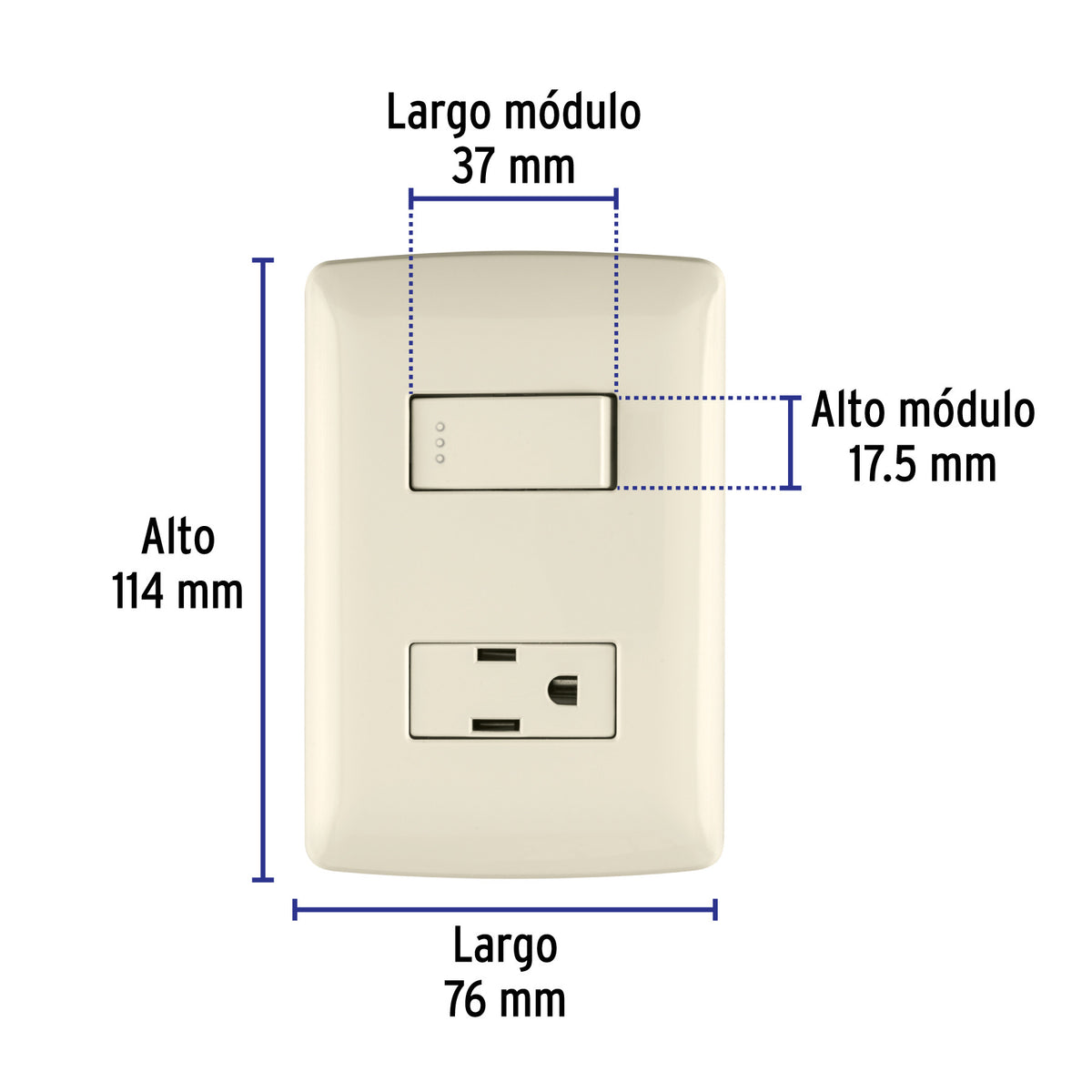 Placa armada contacto e interruptor, madera, línea Italiana