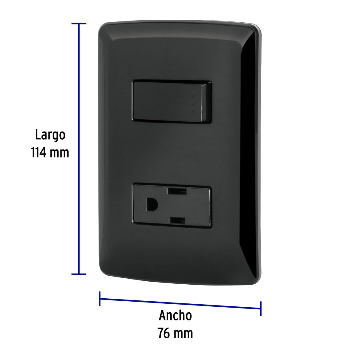Placa armada contacto e interruptor, negro, línea Italiana