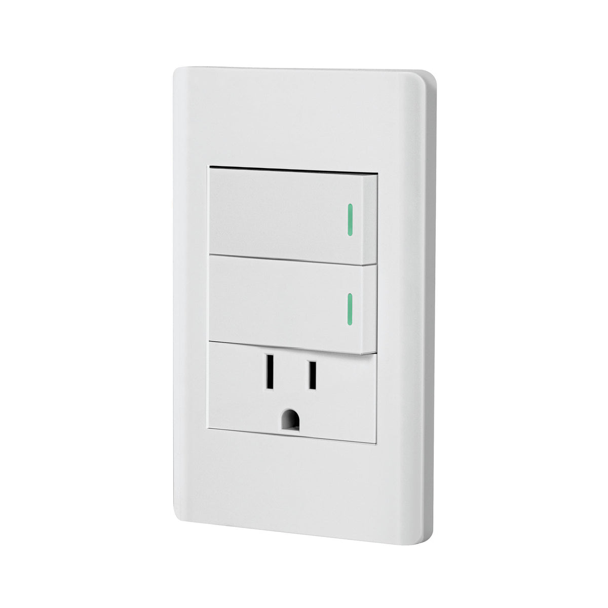 Placa armada 2 interruptores y contacto 1 mod Lisboa blanca