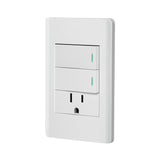 Placa armada 2 interruptores y contacto 1 mod Lisboa blanca