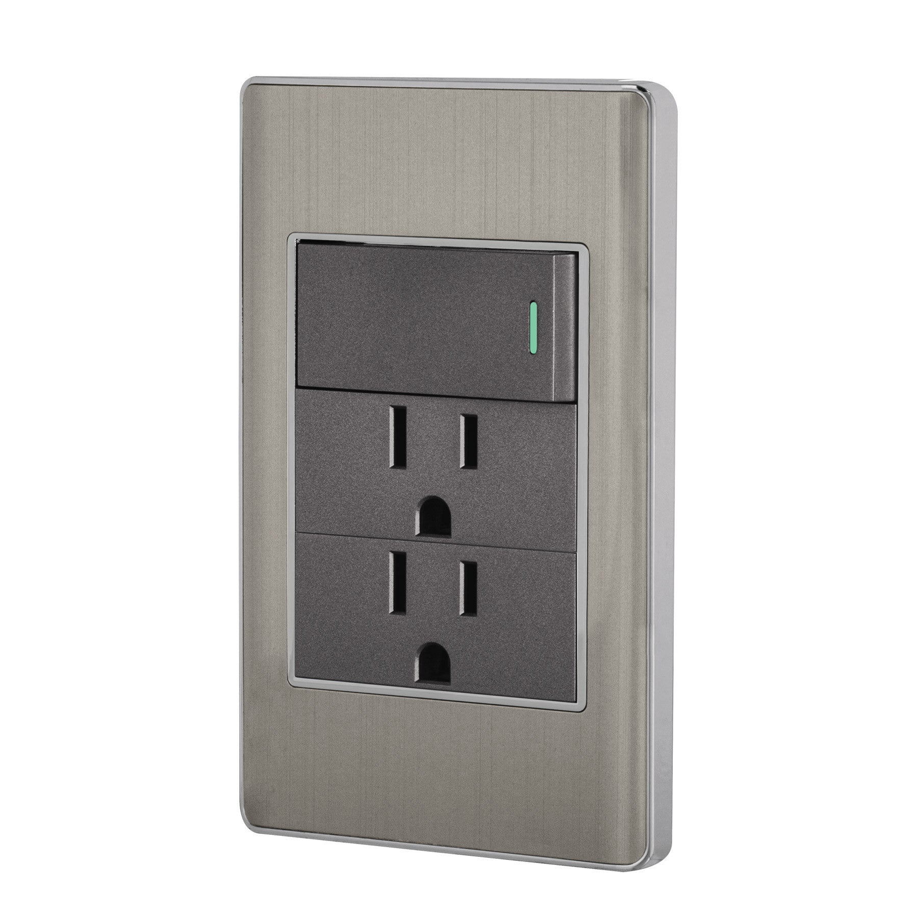 Placa armada acero interruptor y 2 contactos 1 mod Lisboa