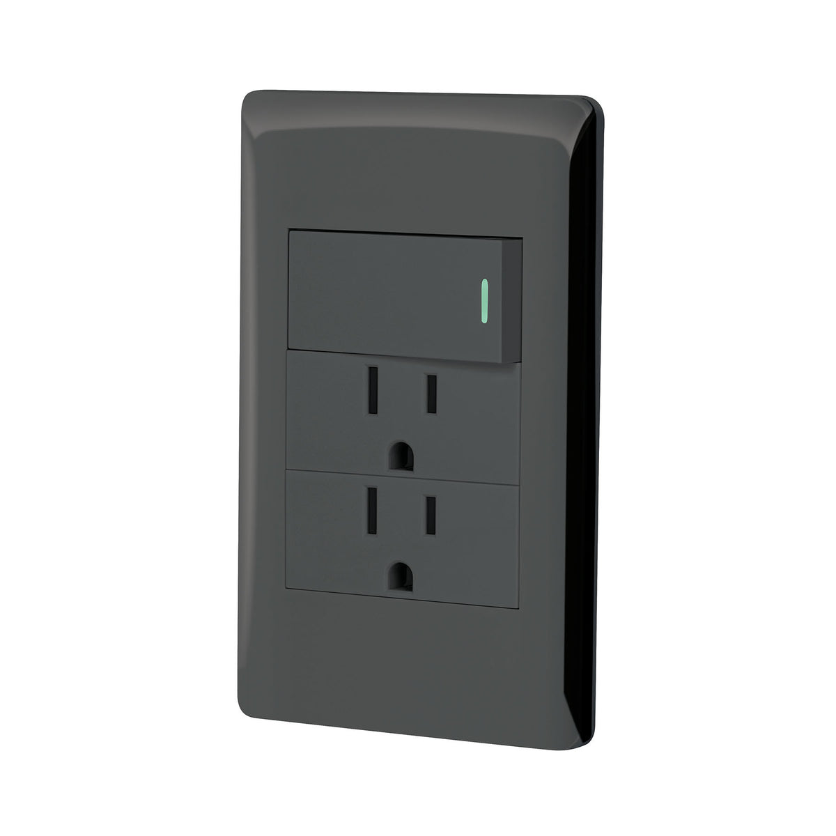 Placa armada negra interruptor y 2 contactos 1 mod Lisboa