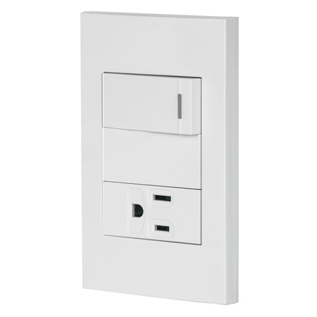Placa armada 1 interruptor,1 contacto,1mod, Española, blanco