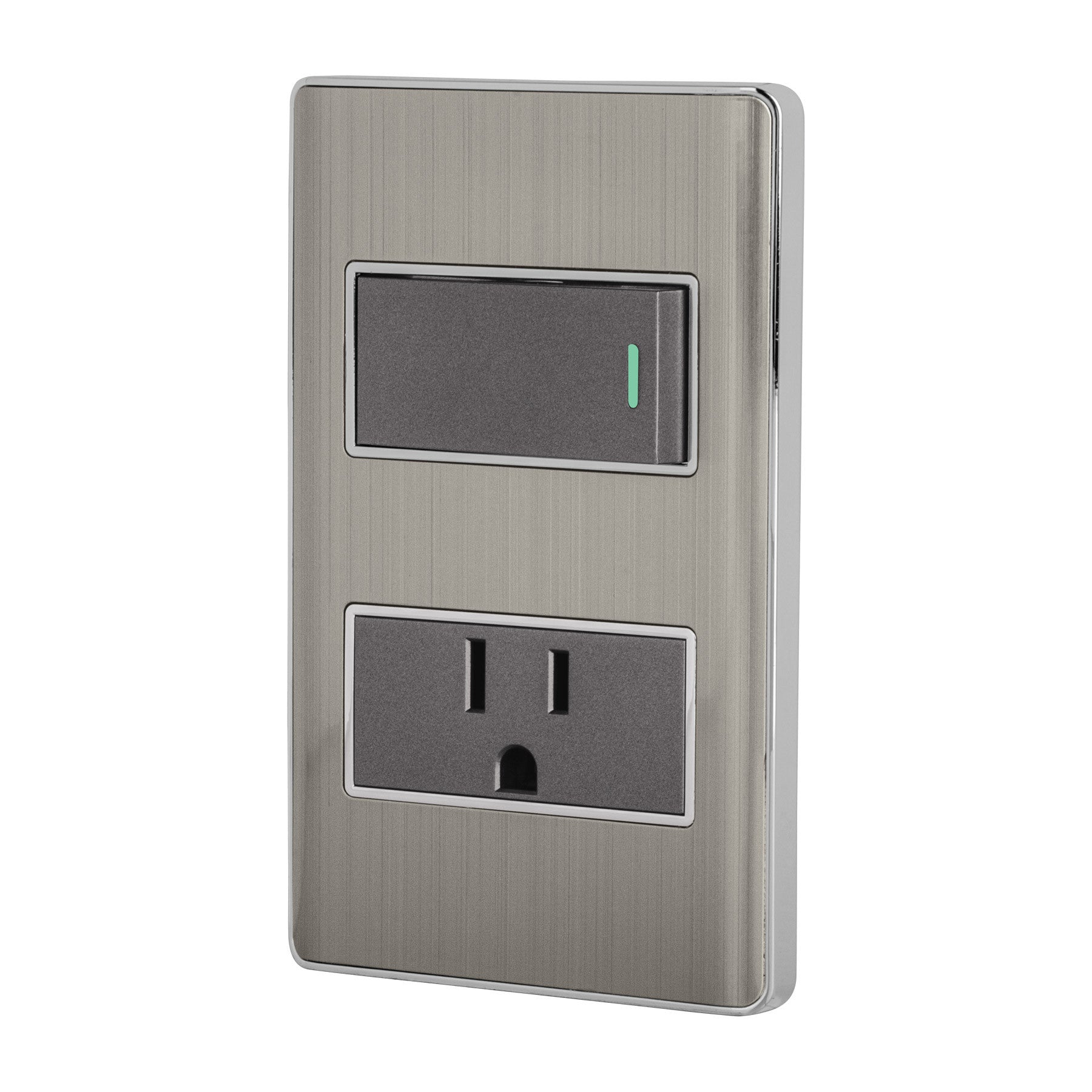 Placa armada acero interruptor y contacto 1 modulo Lisboa