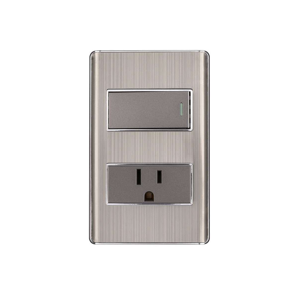 Placa armada acero interruptor y contacto 1 modulo Lisboa