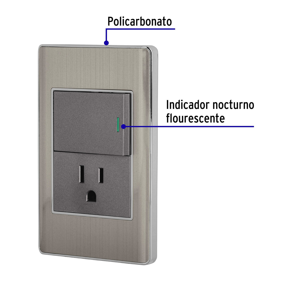 Placa armada acero interruptor y contacto 1.5 mod Lisboa