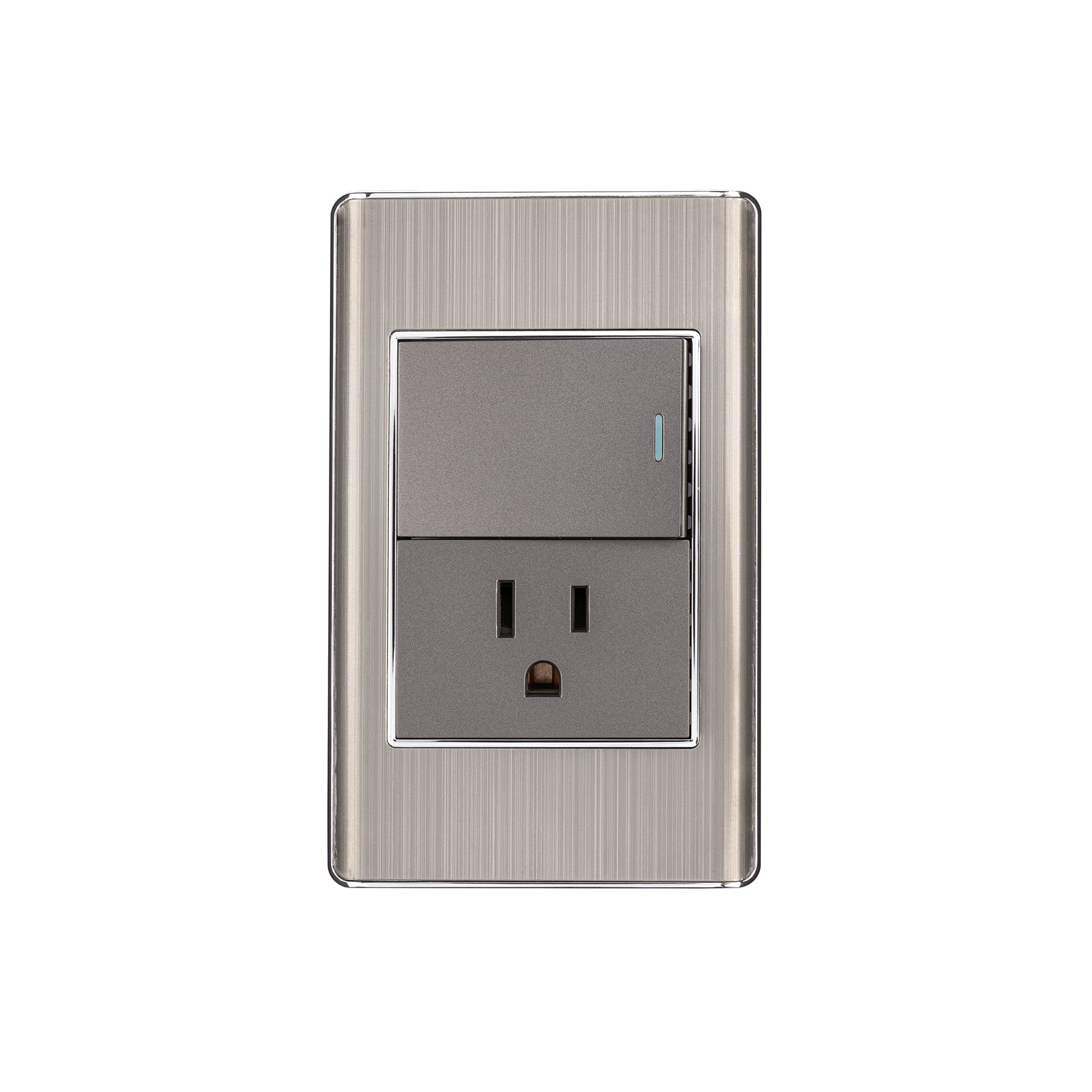 Placa armada acero interruptor y contacto 1.5 mod Lisboa