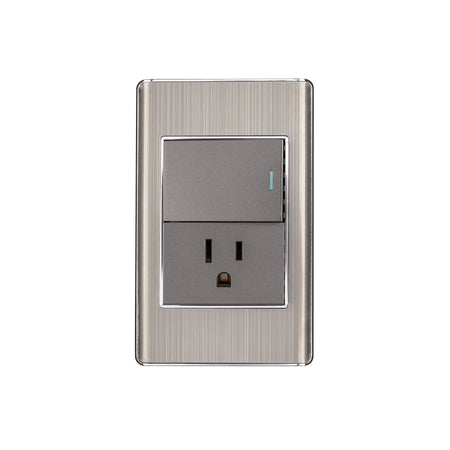 Placa armada acero interruptor y contacto 1.5 mod Lisboa