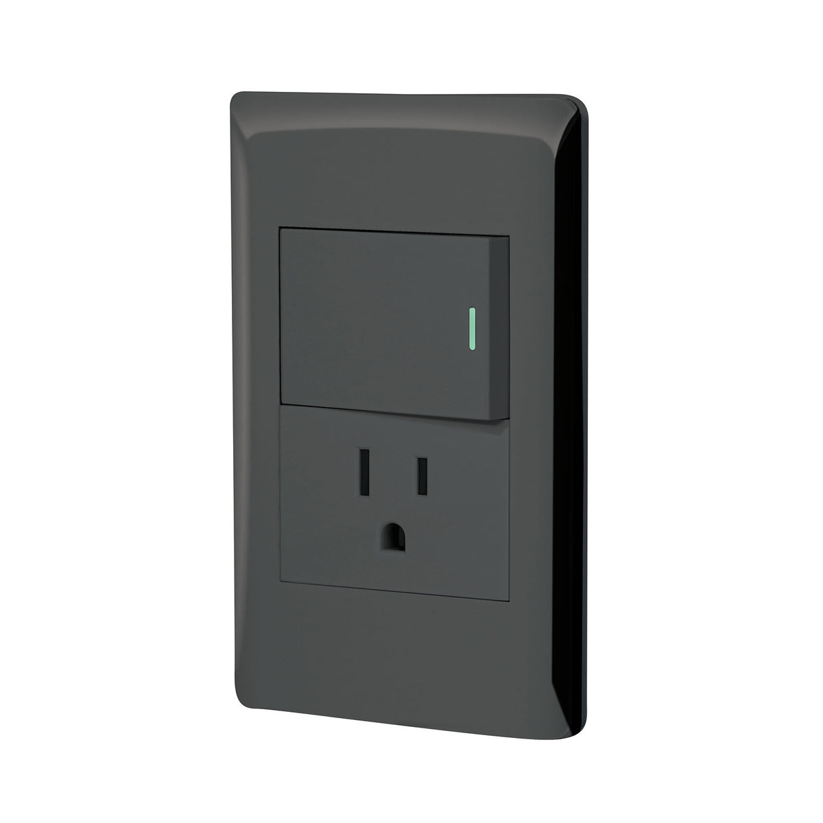 Placa armada negra interruptor y contacto 1.5 mod Lisboa