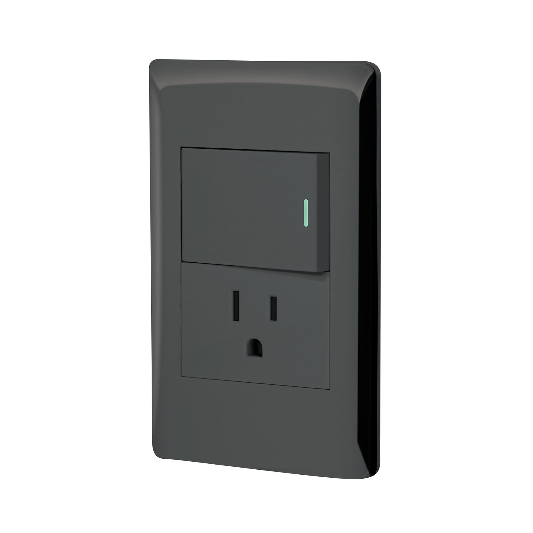 Placa armada negra interruptor y contacto 1.5 mod Lisboa